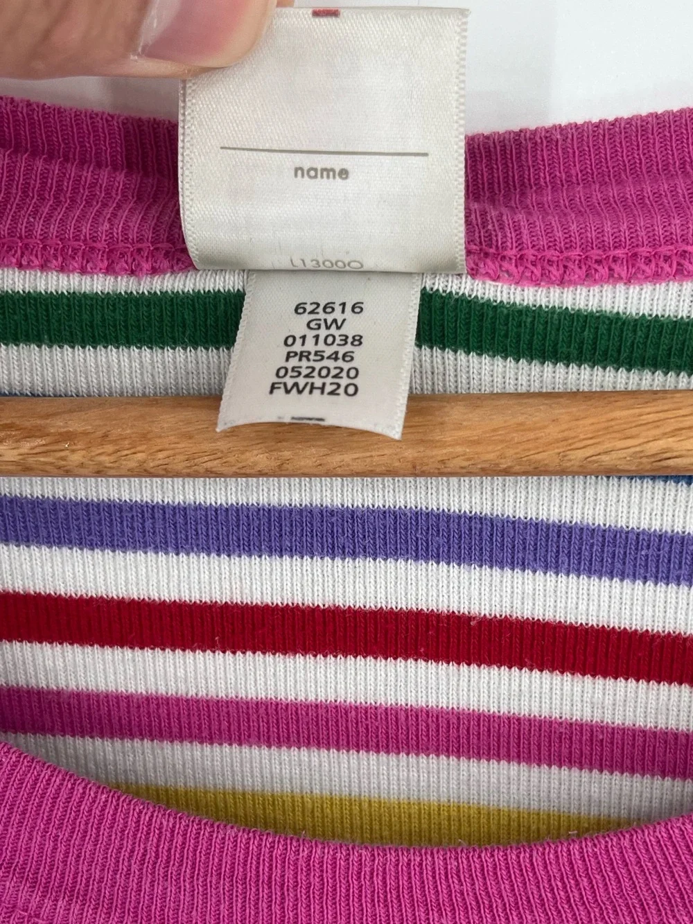 Hanna Andersson Organic Cotton Long Sleeve Rainbow Stripe PJ Top Kids Sz Medium